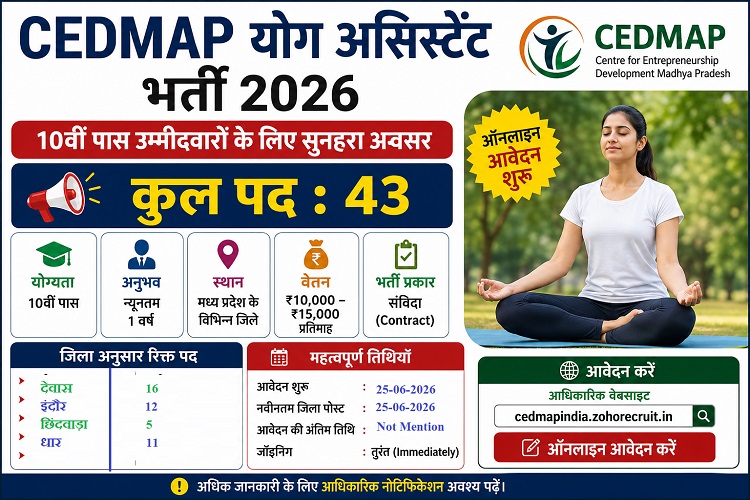 CEDMAP Yoga Assistant Recruitment 2026